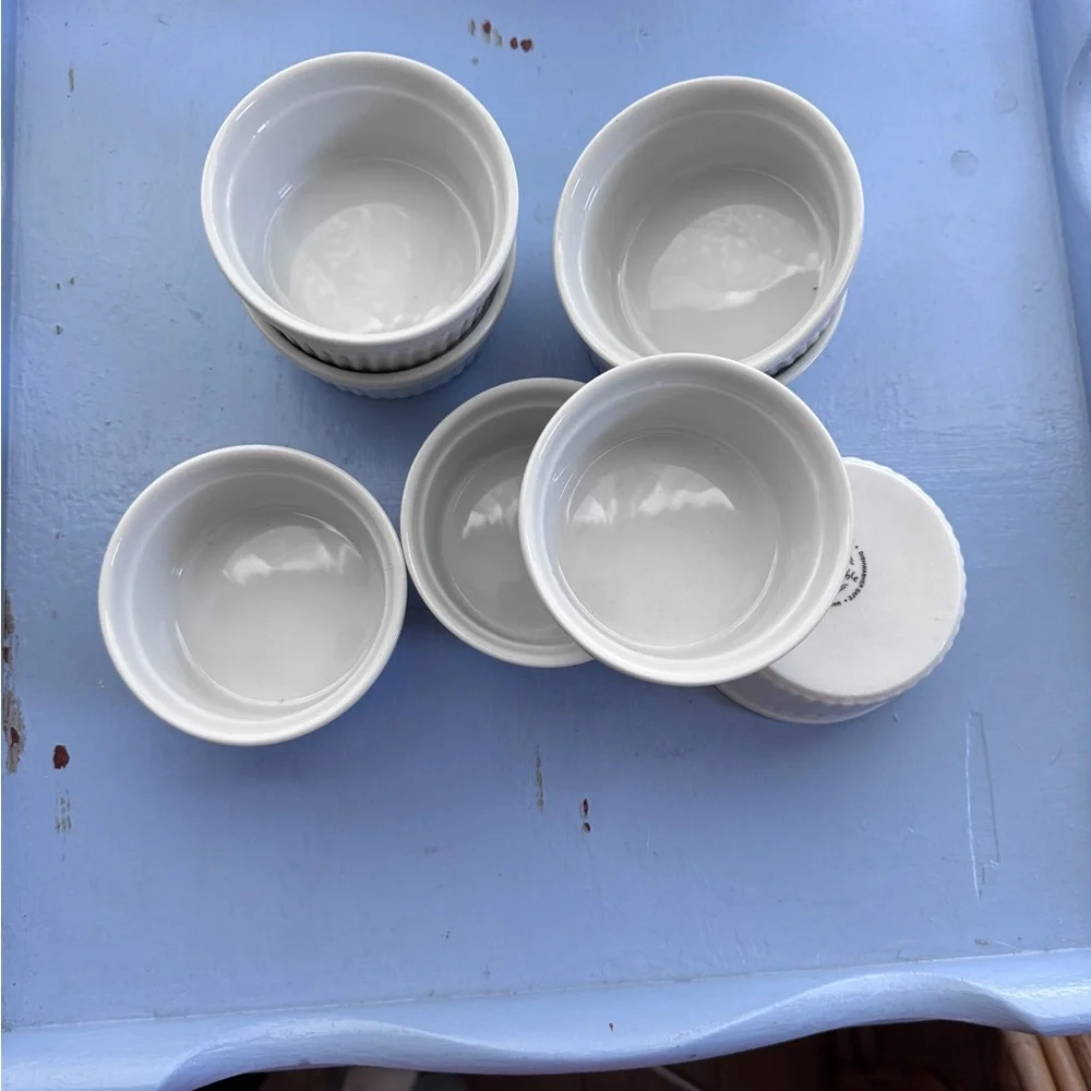 Set of 8 White Sur La Table Ceramic Ramekins